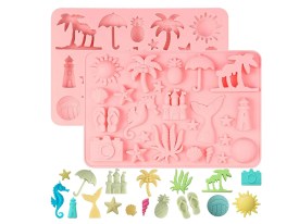 Molde silicona 25 figuras de la playa 